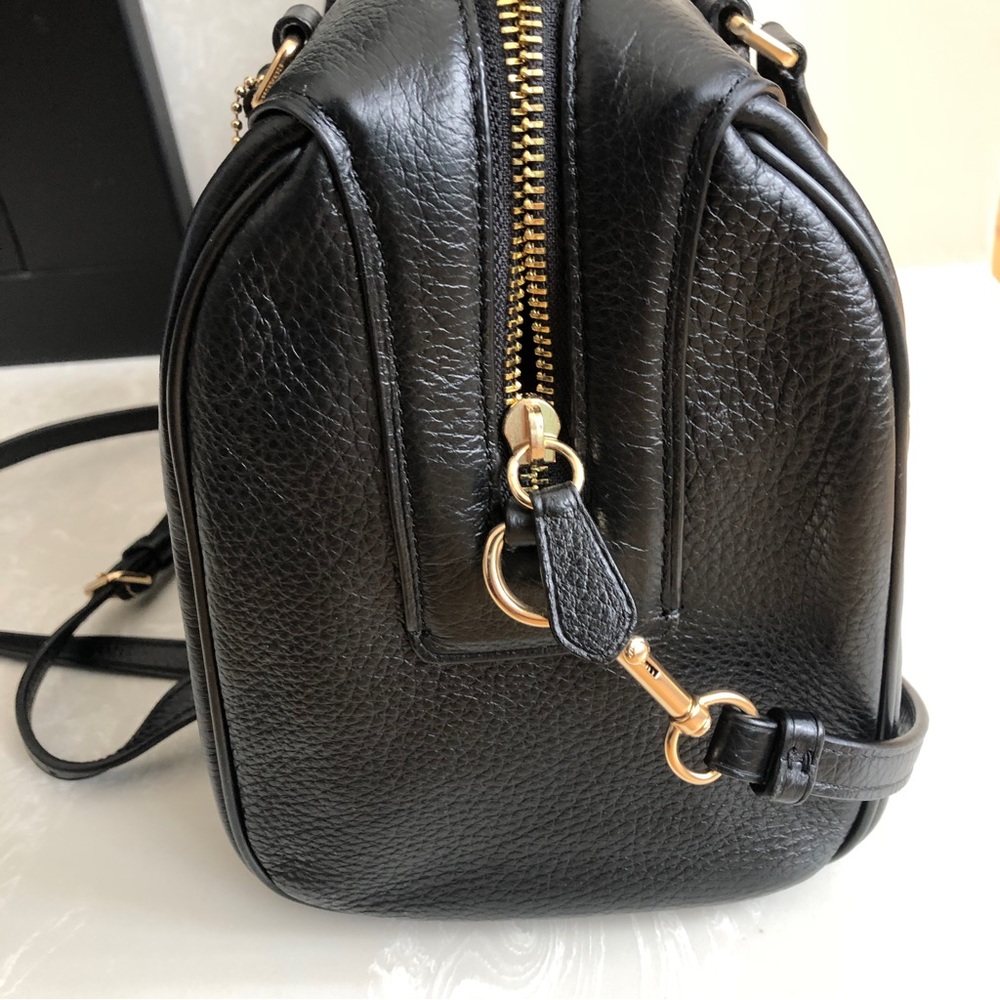 Coach Pebble Leather Large Bennett Satchel Crossbody Bag Black Style F31376 - Picture 5 of 12